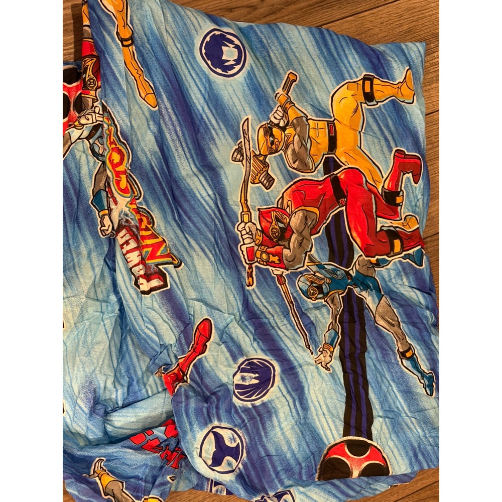 Vintage 2003 Power Rangers Ninja Storm Twin Fitted Sheet Only Blue Anime Bedding